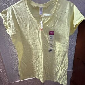 Gildan Women's Soft Yellow V-Neck Tee